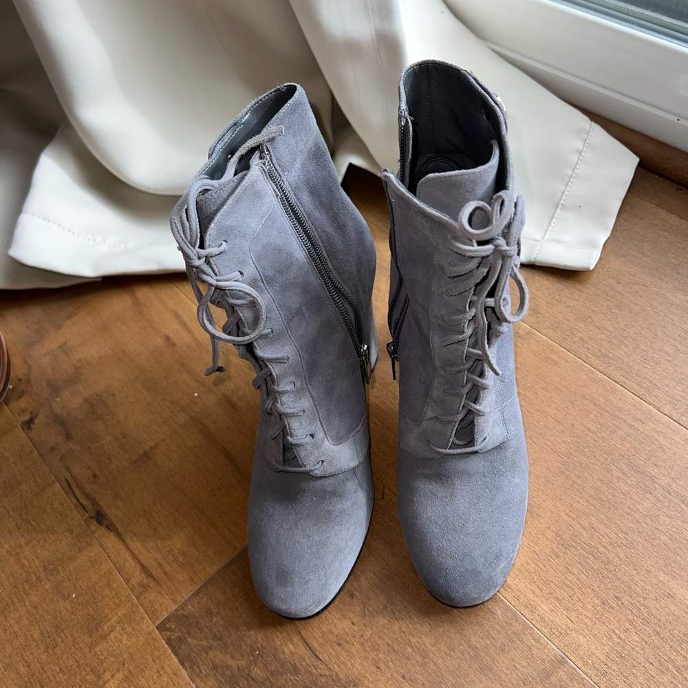 Ivanka Trump Gray Lace-Up Boots